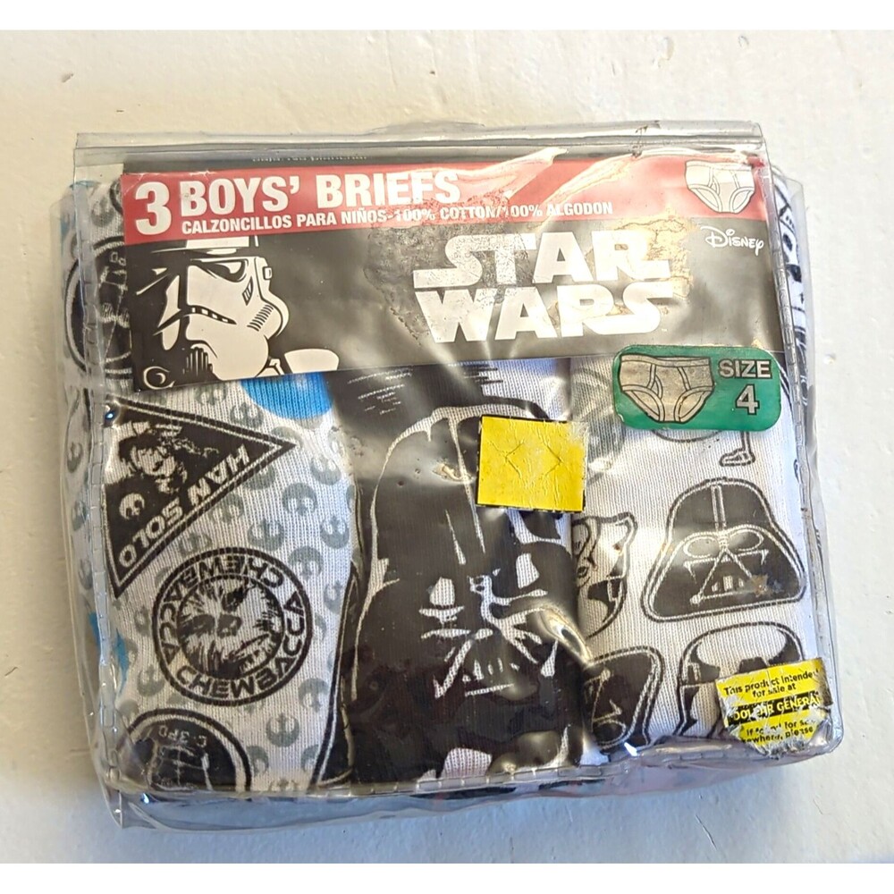 NIP Handcraft Star Wars Boys Brief Underwear 3-Pack Size 4 100% Cotton